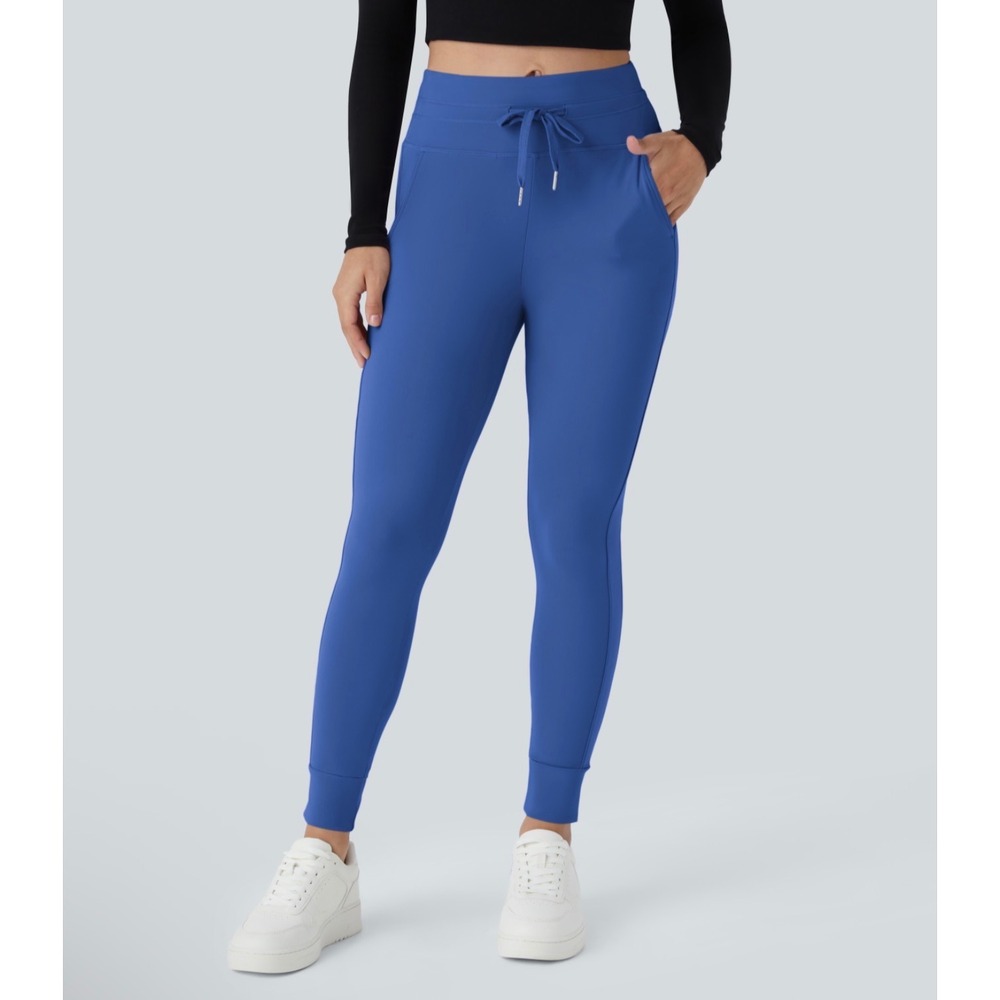 Halara Jogger Pants Womens XL Petite Blue High Waisted Drawstring New